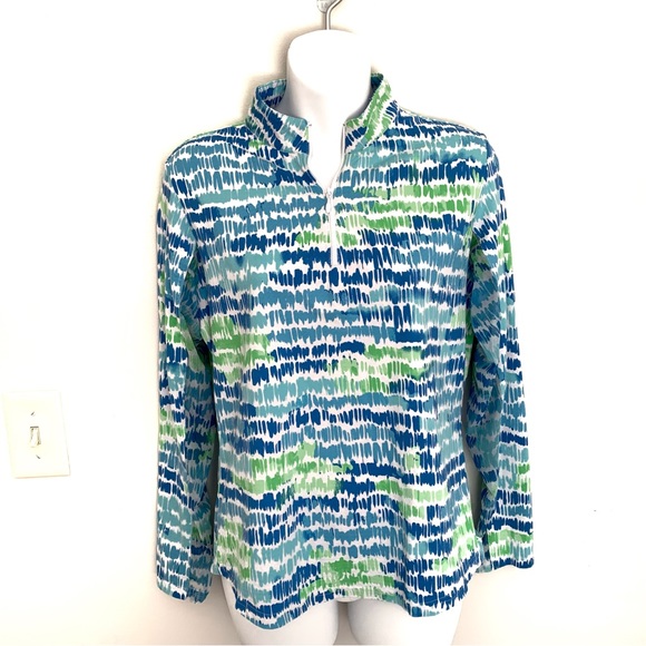 Icikuls Tops - Icikuls Womens Quarter Zip Top Size M Long Sleeve Mesh Panels Colorful Print